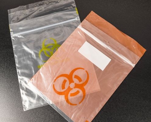 Buste Biohazard doppia tasca campioni laboratorio BIOHAZARD SPECIMEN BAGS WITH DUAL POCKET FOR LAB SAMPLES TRANSPORT